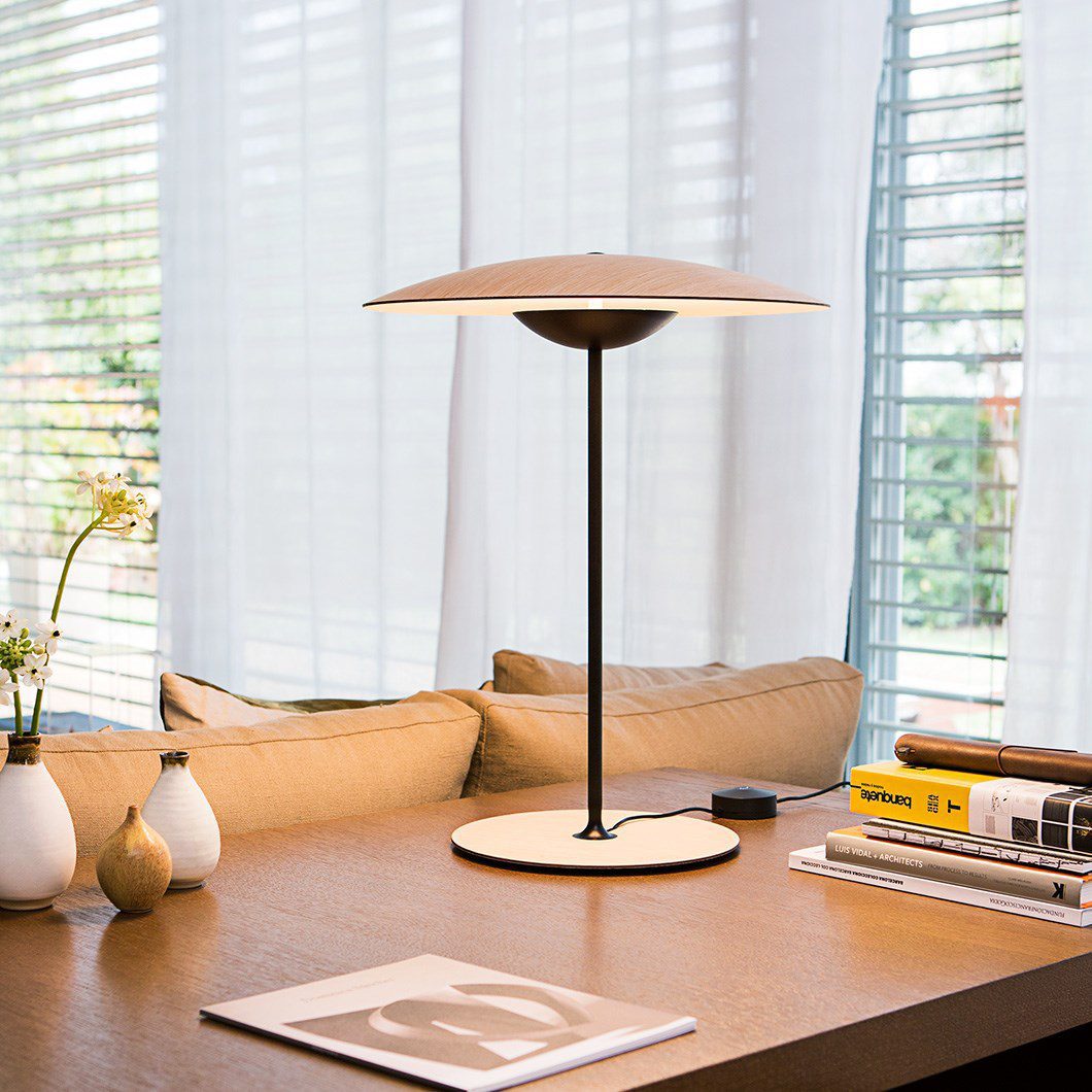 Ginger Table Light | Metal | Woodgrain and Matt Black