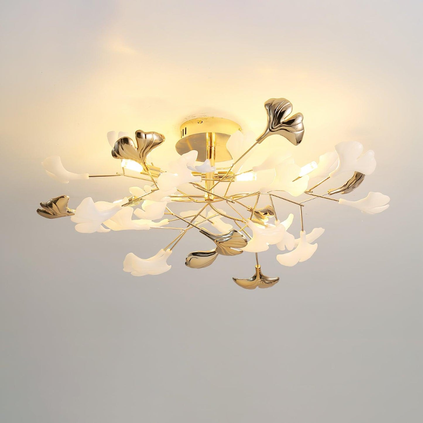 Gingko Rotating Ceiling Lamp | Metal, Ceramic | Gold, White