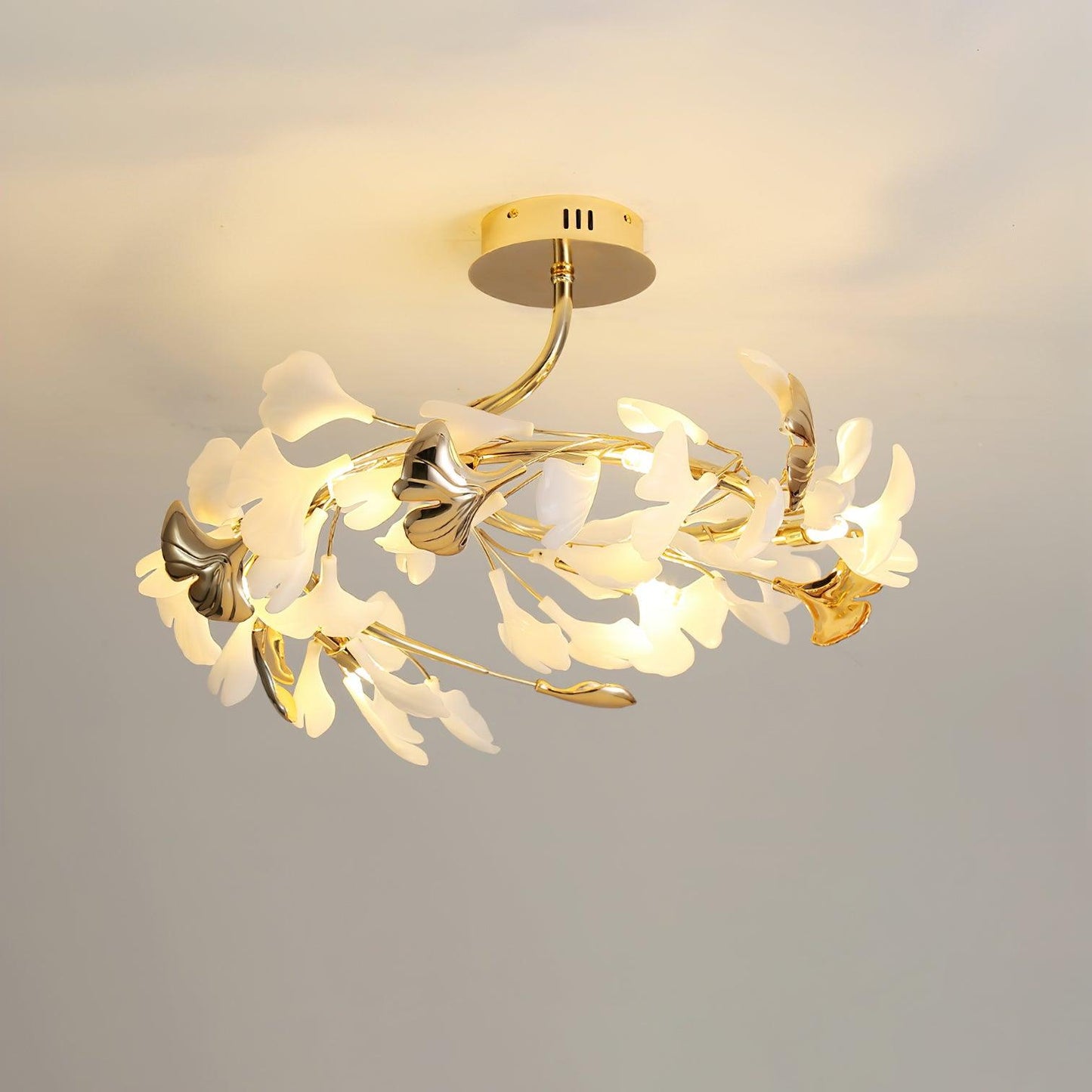 Gingko Rotating Ceiling Lamp | Metal, Ceramic | Gold, White