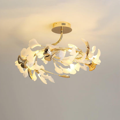 Gingko Rotating Ceiling Lamp | Metal, Ceramic | Gold, White