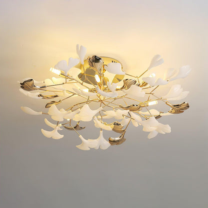 Gingko Rotating Ceiling Lamp | Metal, Ceramic | Gold, White