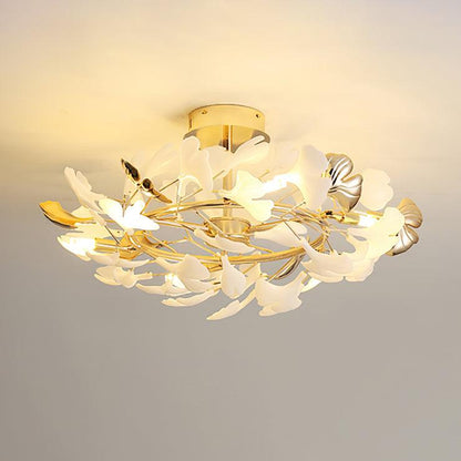 Gingko Rotating Ceiling Lamp | Metal, Ceramic | Gold, White
