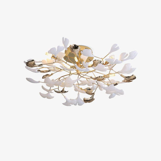 Gingko Rotating Ceiling Lamp | Metal, Ceramic | Gold, White