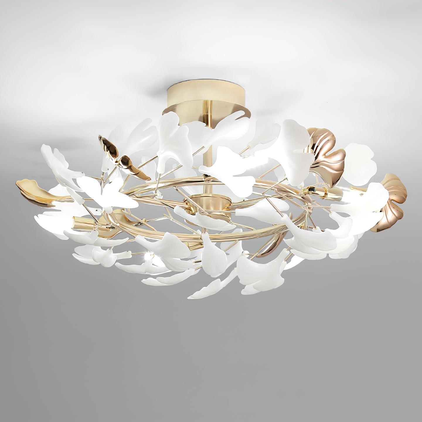 Gingko Rotating Ceiling Lamp | Metal, Ceramic | Gold, White
