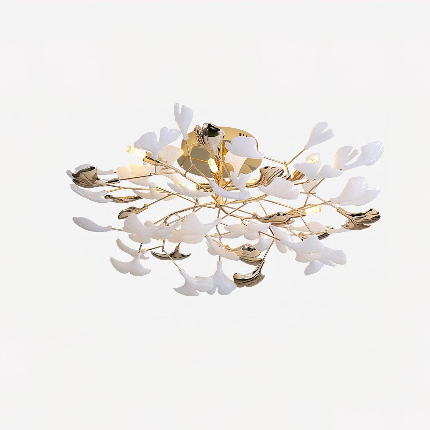 Gingko Rotating Ceiling Lamp | Metal, Ceramic | Gold, White