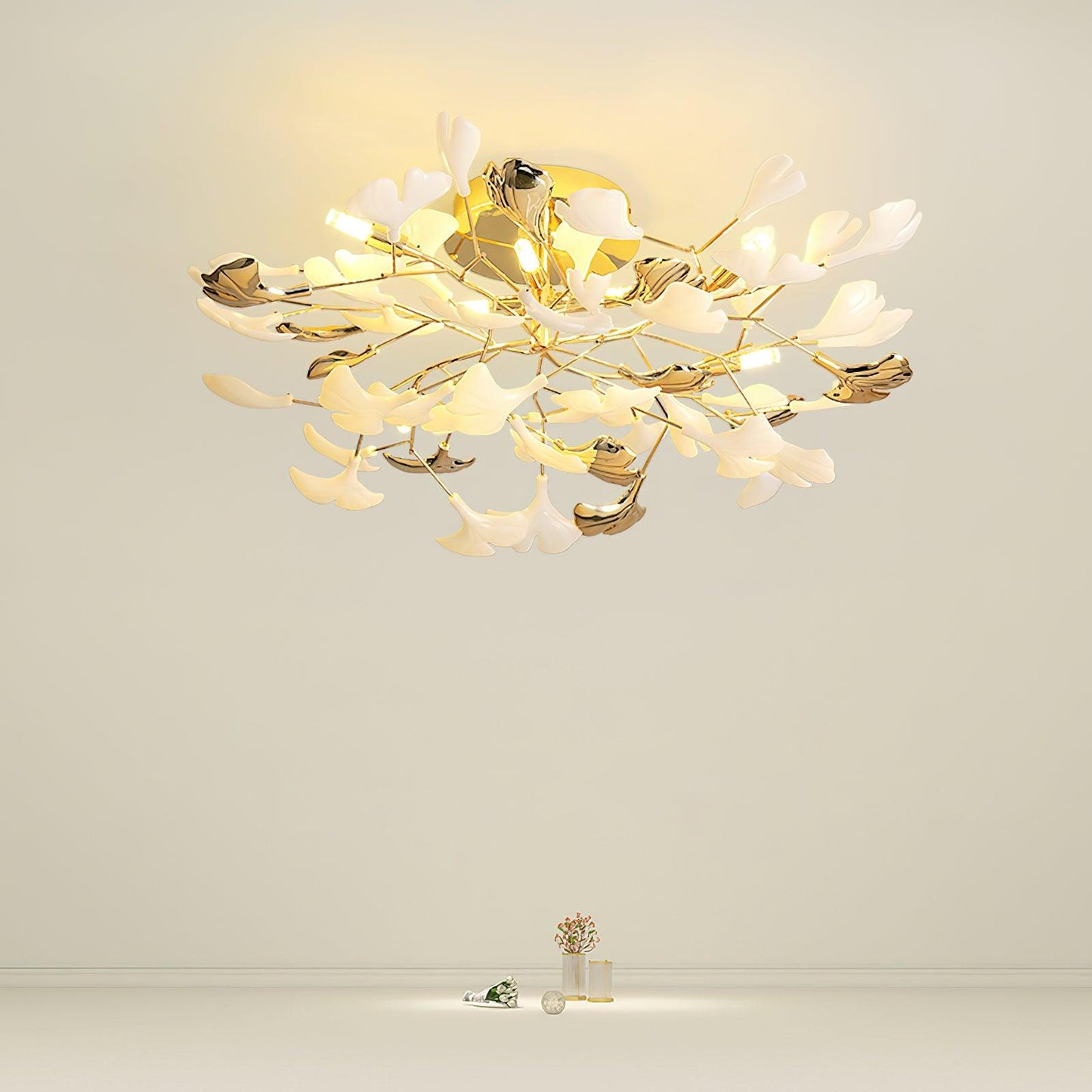Gingko Rotating Ceiling Lamp | Metal, Ceramic | Gold, White