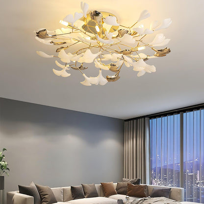 Gingko Rotating Ceiling Lamp | Metal, Ceramic | Gold, White