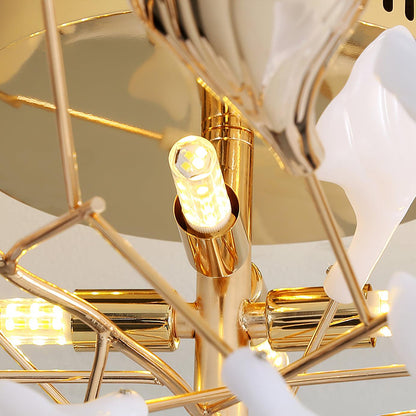 Gingko Rotating Ceiling Lamp | Metal, Ceramic | Gold, White