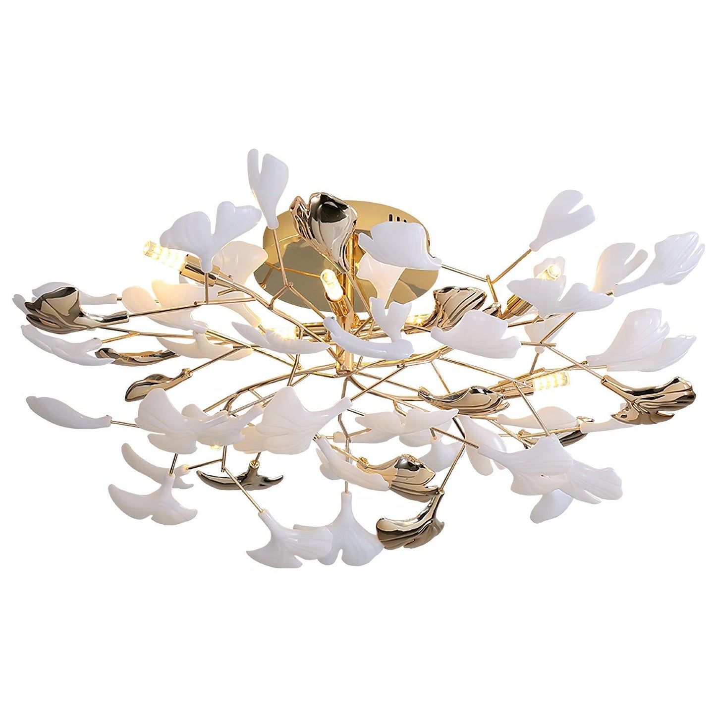 Gingko Rotating Ceiling Lamp | Metal, Ceramic | Gold, White