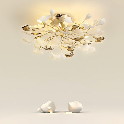 Gingko Rotating Ceiling Lamp | Metal, Ceramic | Gold, White