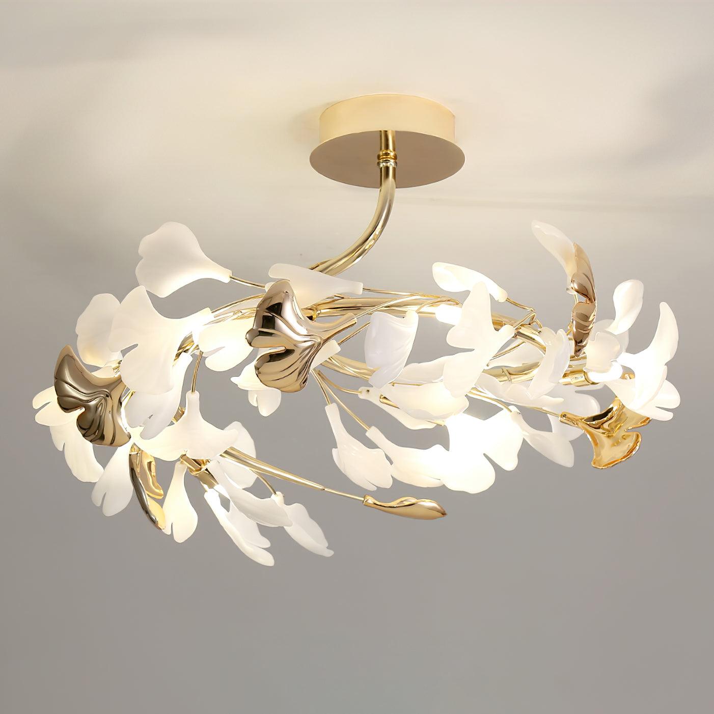 Gingko Rotating Ceiling Lamp | Metal, Ceramic | Gold, White