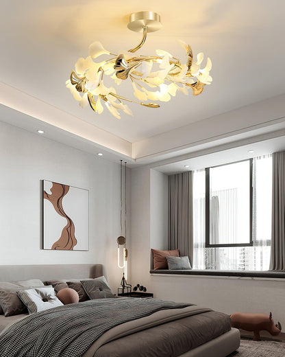 Gingko Rotating Ceiling Lamp | Metal, Ceramic | Gold, White
