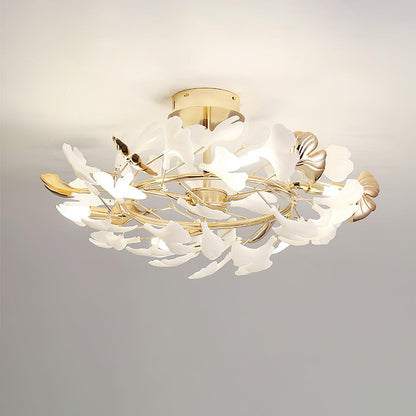 Gingko Rotating Ceiling Lamp | Metal, Ceramic | Gold, White