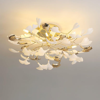 Gingko Rotating Ceiling Lamp | Metal, Ceramic | Gold, White