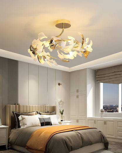 Gingko Rotating Ceiling Lamp | Metal, Ceramic | Gold, White