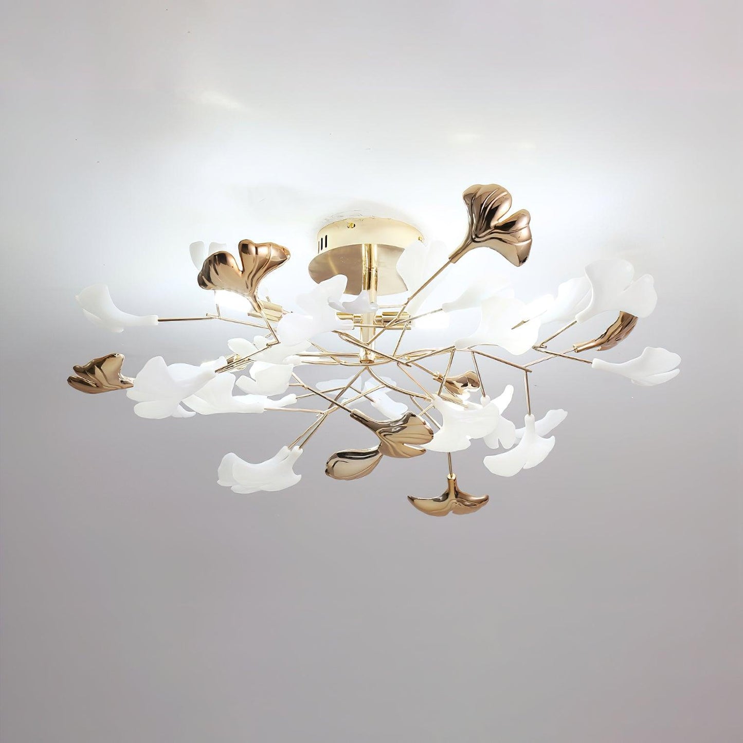 Gingko Rotating Ceiling Lamp | Metal, Ceramic | Gold, White