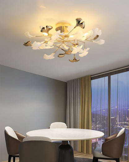 Gingko Rotating Ceiling Lamp | Metal, Ceramic | Gold, White