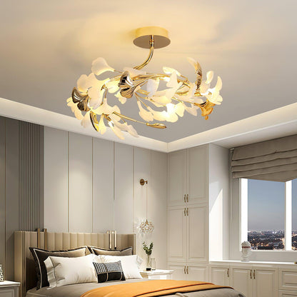Gingko Rotating Ceiling Lamp | Metal, Ceramic | Gold, White