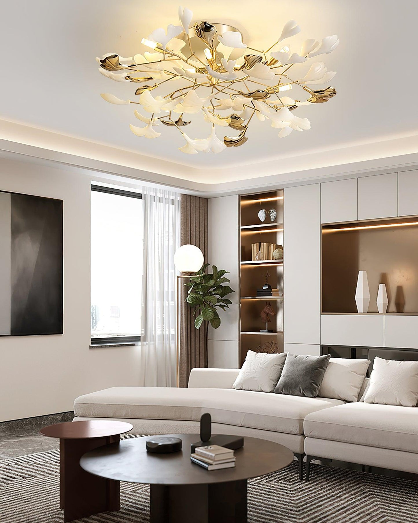 Gingko Rotating Ceiling Lamp | Metal, Ceramic | Gold, White