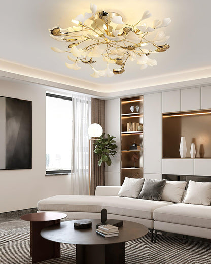 Gingko Rotating Ceiling Lamp | Metal, Ceramic | Gold, White