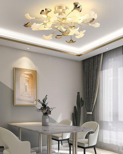 Gingko Rotating Ceiling Lamp | Metal, Ceramic | Gold, White
