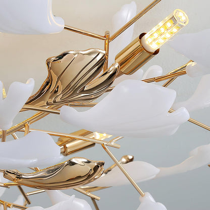Gingko Rotating Ceiling Lamp | Metal, Ceramic | Gold, White