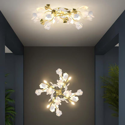 Gingko Wall Lamp | Gold Metal & White Shade | Set of 2