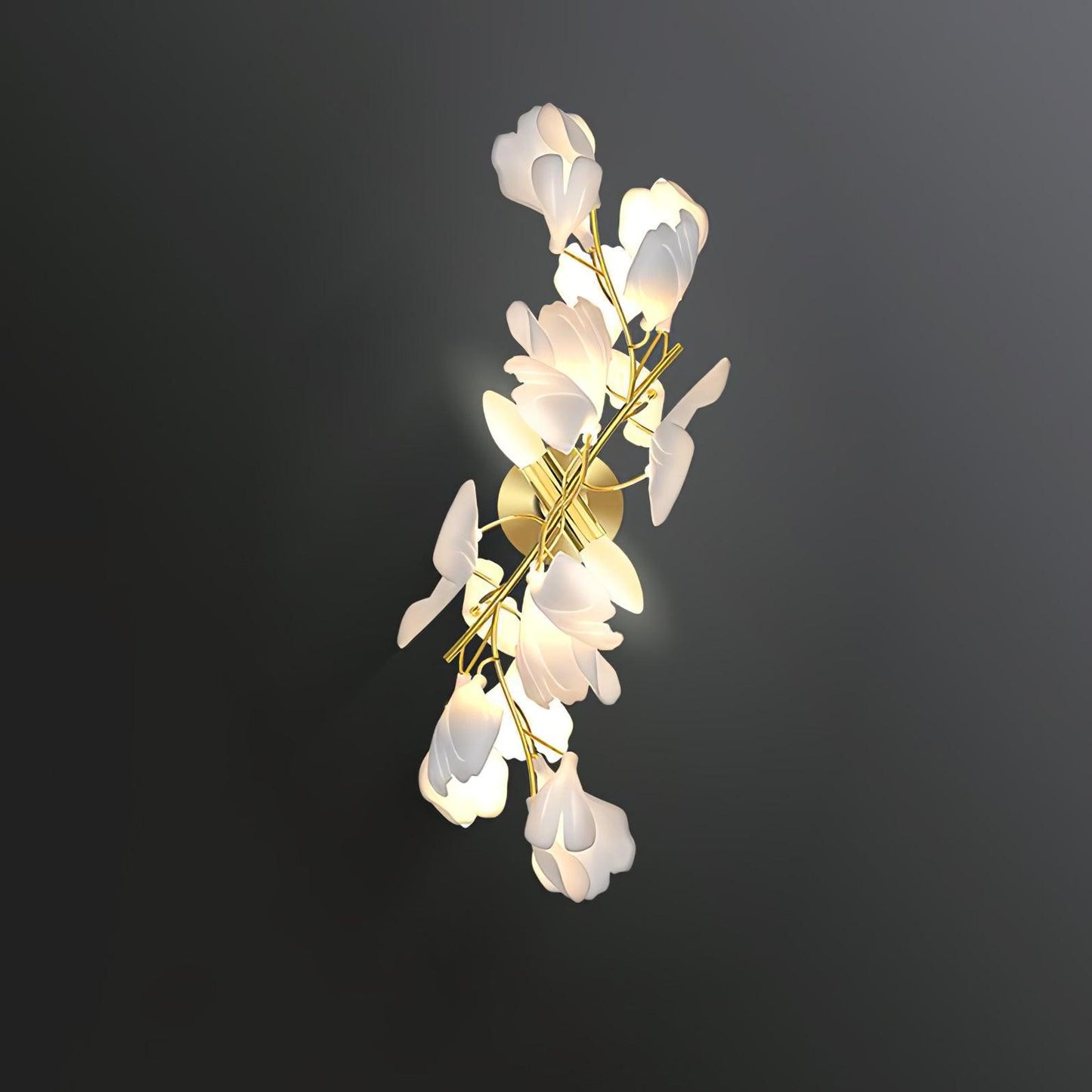 Gingko Wall Lamp | Gold Metal & White Shade | Set of 2
