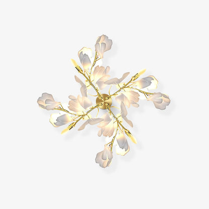 Gingko Wall Lamp | Gold Metal & White Shade | Set of 2