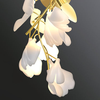 Gingko Flowers Wall Lamp | Gold Metal & White Shade | Set of 2