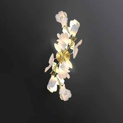 Gingko Wall Lamp | Gold Metal & White Shade | Set of 2