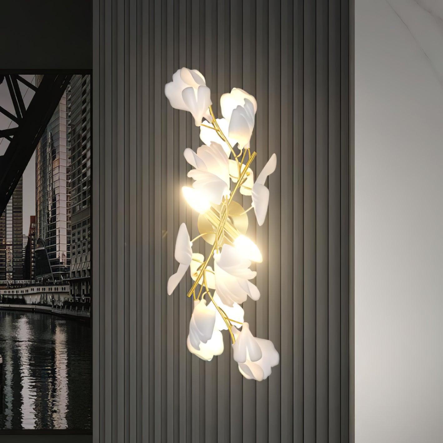 Gingko Wall Lamp | Gold Metal & White Shade | Set of 2