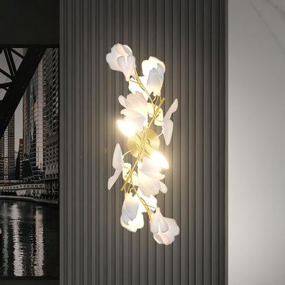Gingko Wall Lamp | Gold Metal & White Shade | Set of 2