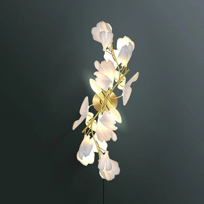 Gingko Wall Lamp | Gold Metal & White Shade | Set of 2