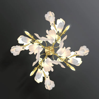 Gingko Wall Lamp | Gold Metal & White Shade | Set of 2