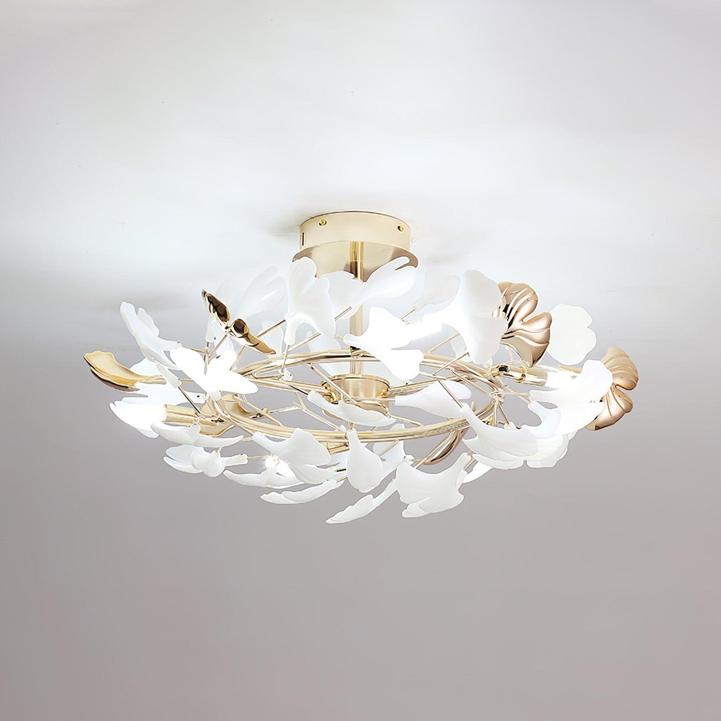 Gingko Rotating Ceiling Lamp | Metal, Ceramic | Gold, White
