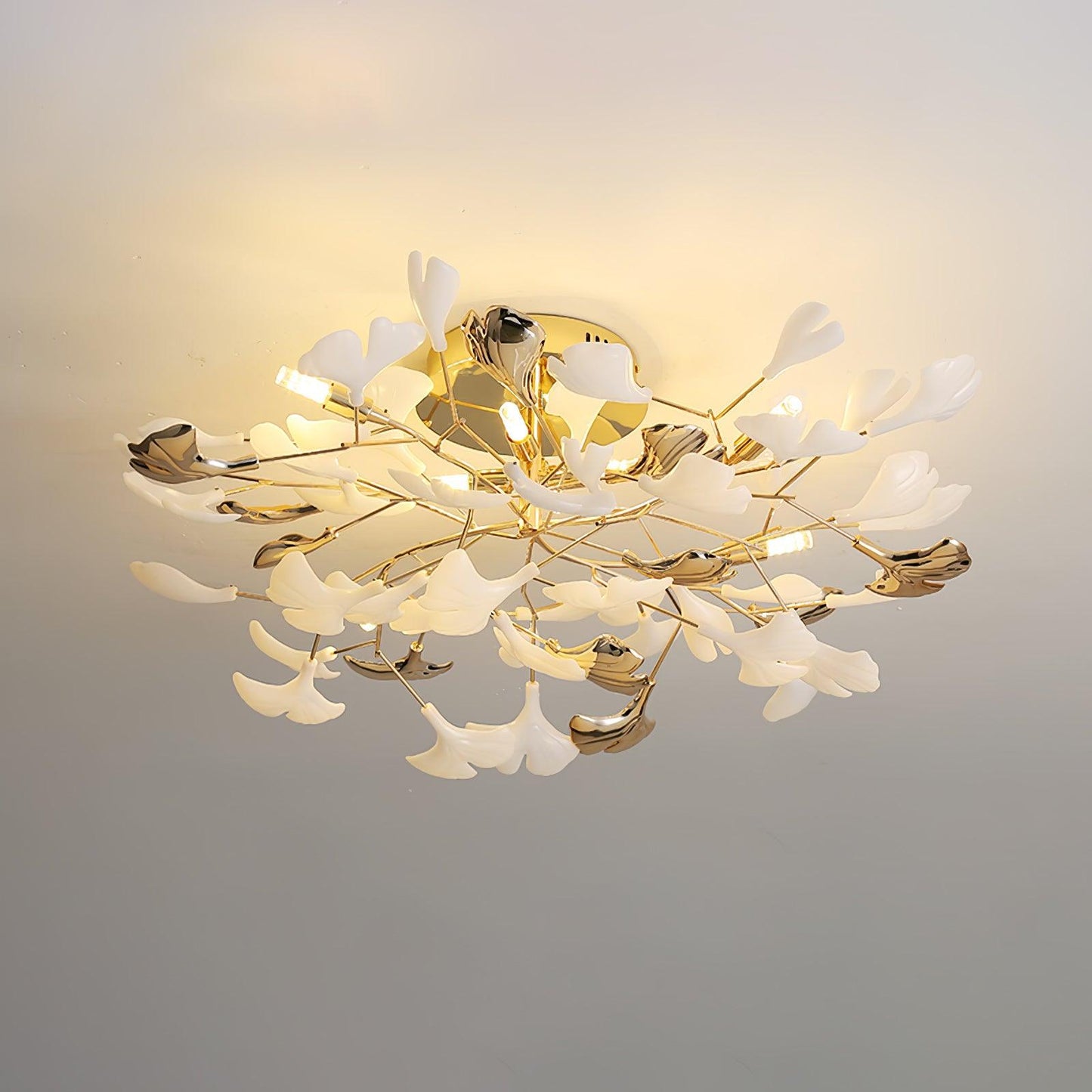 Gingko Rotating Ceiling Lamp | Metal, Ceramic | Gold, White