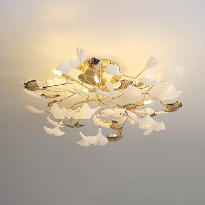 Gingko Rotating Ceiling Lamp | Metal, Ceramic | Gold, White