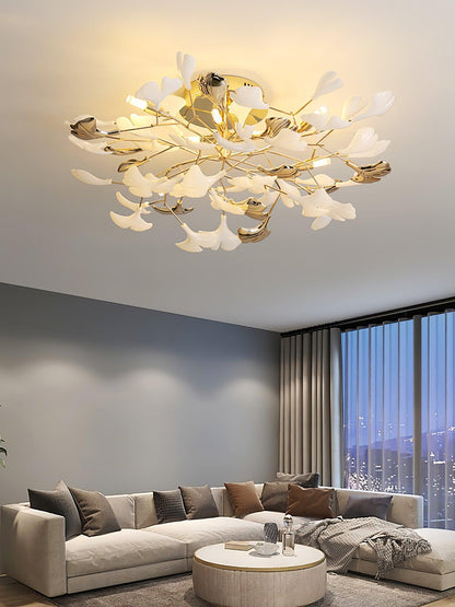 Gingko Rotating Ceiling Lamp | Metal, Ceramic | Gold, White