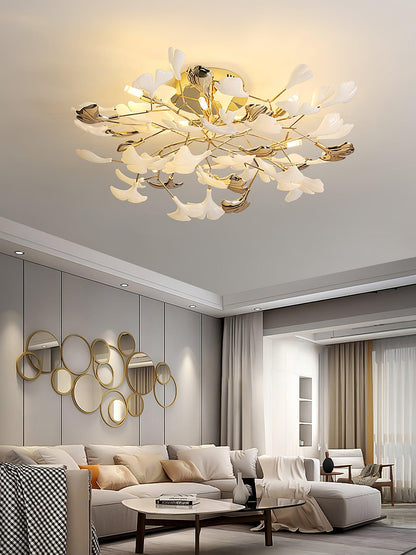 Gingko Rotating Ceiling Lamp | Metal, Ceramic | Gold, White