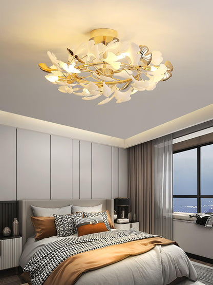 Gingko Rotating Ceiling Lamp | Metal, Ceramic | Gold, White