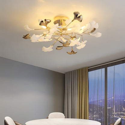 Gingko Rotating Ceiling Lamp | Metal, Ceramic | Gold, White