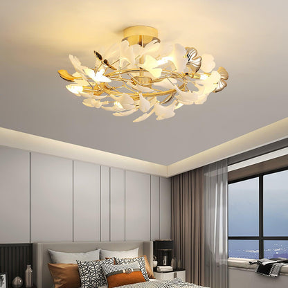 Gingko Rotating Ceiling Lamp | Metal, Ceramic | Gold, White