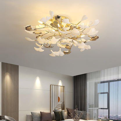 Gingko Rotating Ceiling Lamp | Metal, Ceramic | Gold, White