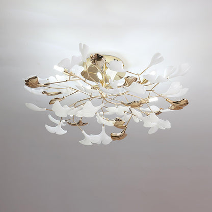 Gingko Rotating Ceiling Lamp | Metal, Ceramic | Gold, White