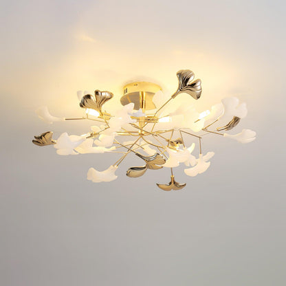 Gingko Rotating Ceiling Lamp | Metal, Ceramic | Gold, White