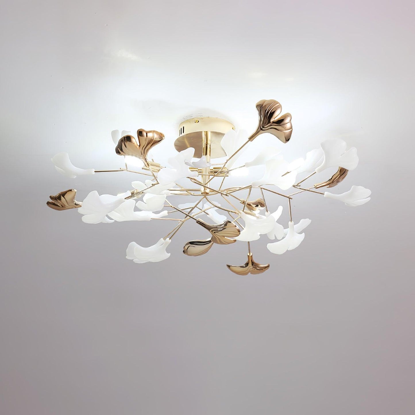 Gingko Rotating Ceiling Lamp | Metal, Ceramic | Gold, White