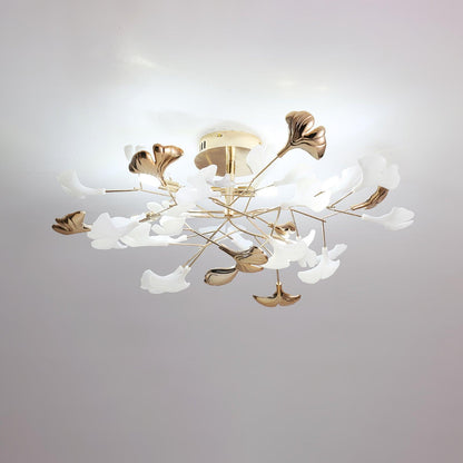 Gingko Rotating Ceiling Lamp | Metal, Ceramic | Gold, White