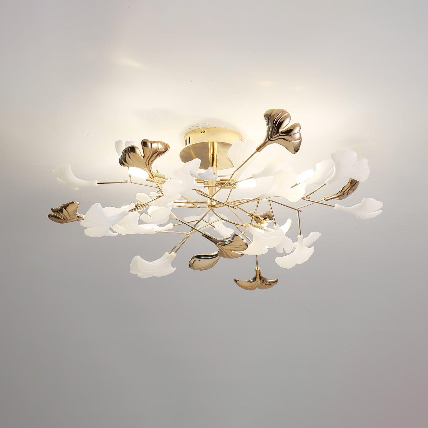 Gingko Rotating Ceiling Lamp | Metal, Ceramic | Gold, White