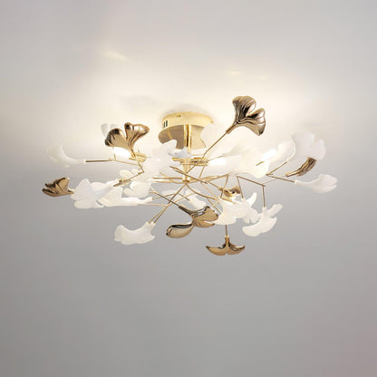 Gingko Rotating Ceiling Lamp | Metal, Ceramic | Gold, White